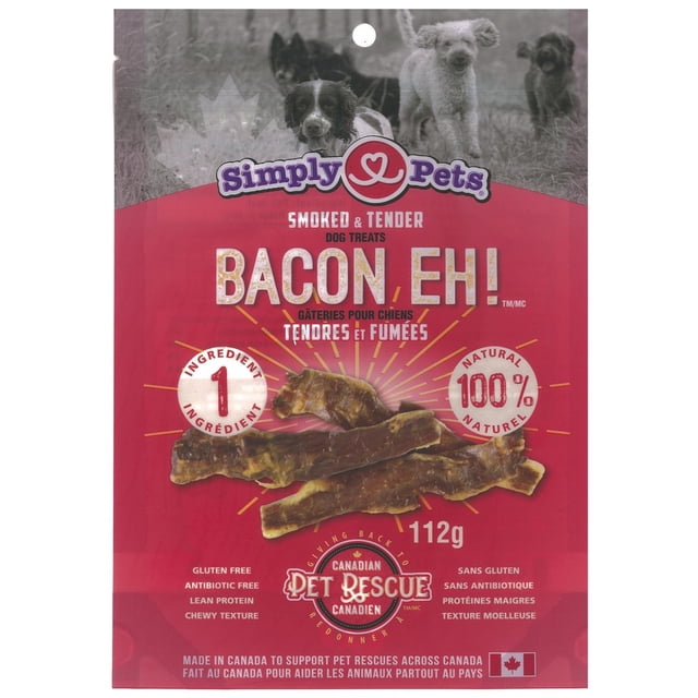 Simply Pets All Natural Smoked and Tender Bacon Eh! Dog Treats, Pack of 2