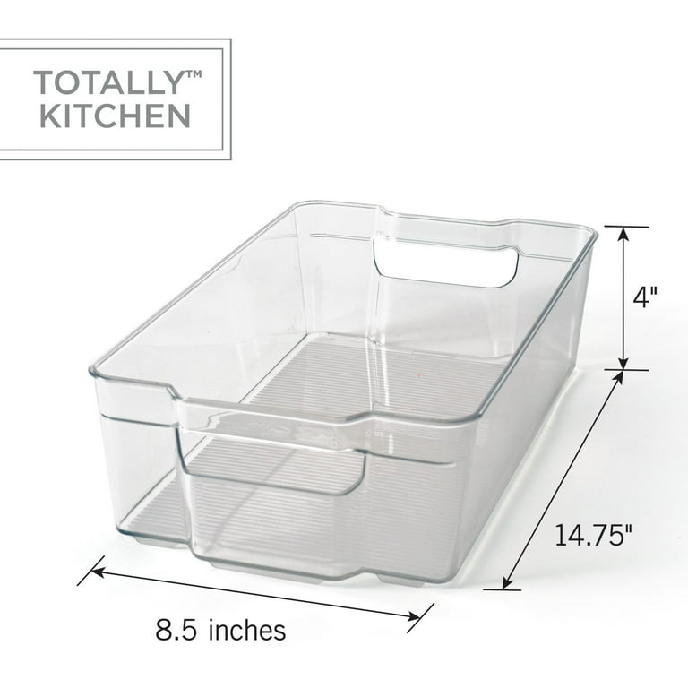 Totally Kitchen Clear Plastic Stackable Storage Bins, Refrigerator,  Freezer, Pantry & Clothes Organization Container with Carrying Handles