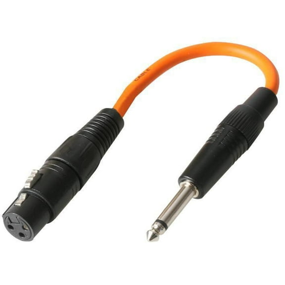 PULSE - 3 Pin XLR Socket to 6.35mm (1/4") Mono Jack Plug Adaptor Lead, Orange