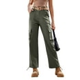 thumbnail image 5 of Audhol Cargo Pants for Women, Women High Waisted Cargo Pants Wide Leg Casual Pants 6 Pockets Trousers Womens Cargo Pants with Pockets Green 2XL, 5 of 7