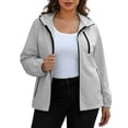 thumbnail image 7 of Lmueinov Womens Packable Hooded Rain Jacket Windbreaker Zip Up Elastic Cuffs Lightweight Foldable Casual Outerwear with Storage Pouch for Travel Outdoor, 7 of 7