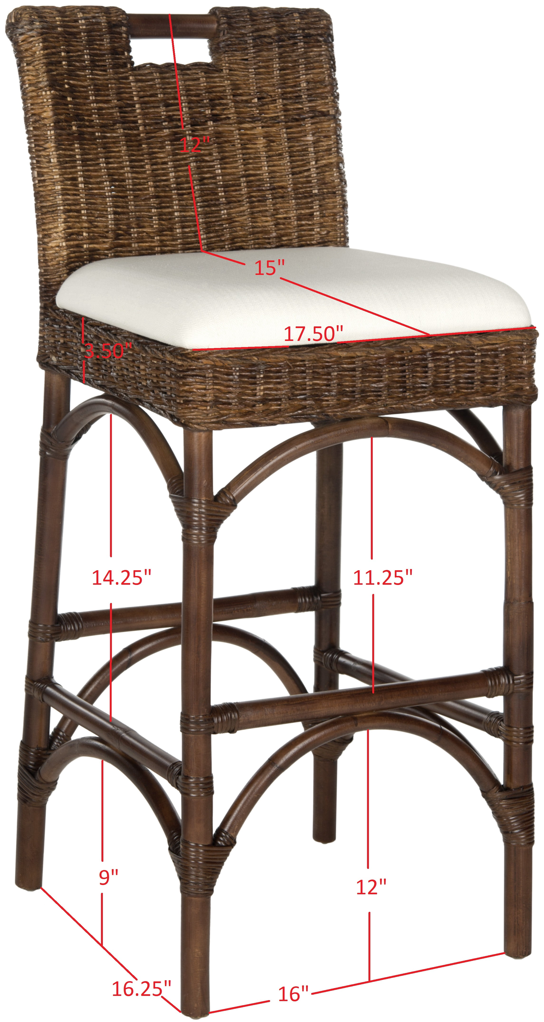 SAFAVIEH Fremont Square Mid Back Bar Stool, Brown