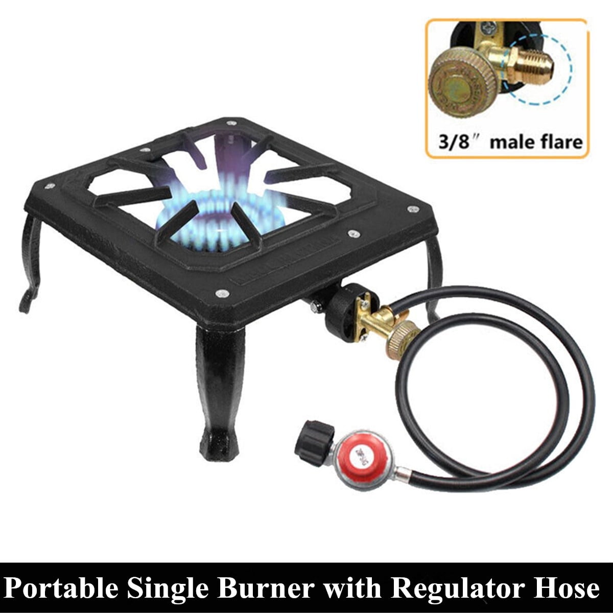 Topchances Portable Outdoor LPG Camping Stove, Single Burner with Regulator Hose for Patio Outdoor Camping BBQ