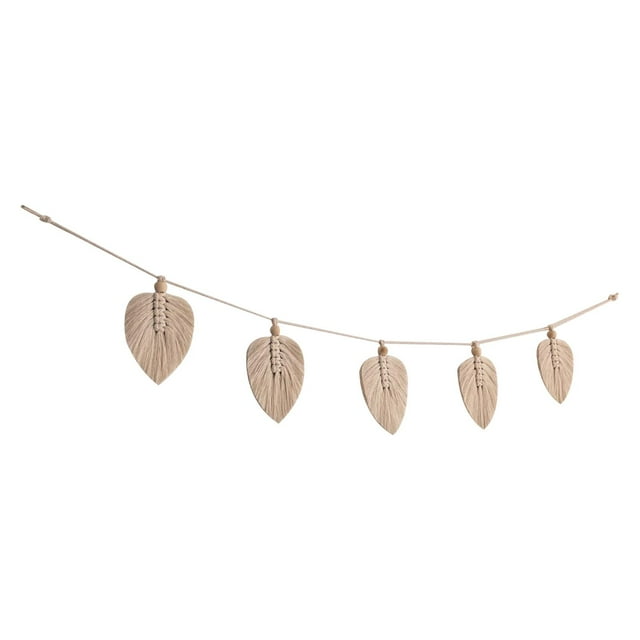 Tapiz tejido para colgar en la pared de macramé, decoración bohemia con forma de hoja para sala de estar