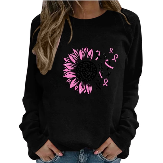 Camiseta de manga larga suelta con cuello redondo y estampado informal a la moda para mujer, blusa, sudaderas sin capucha Pompotops FGAJ18734