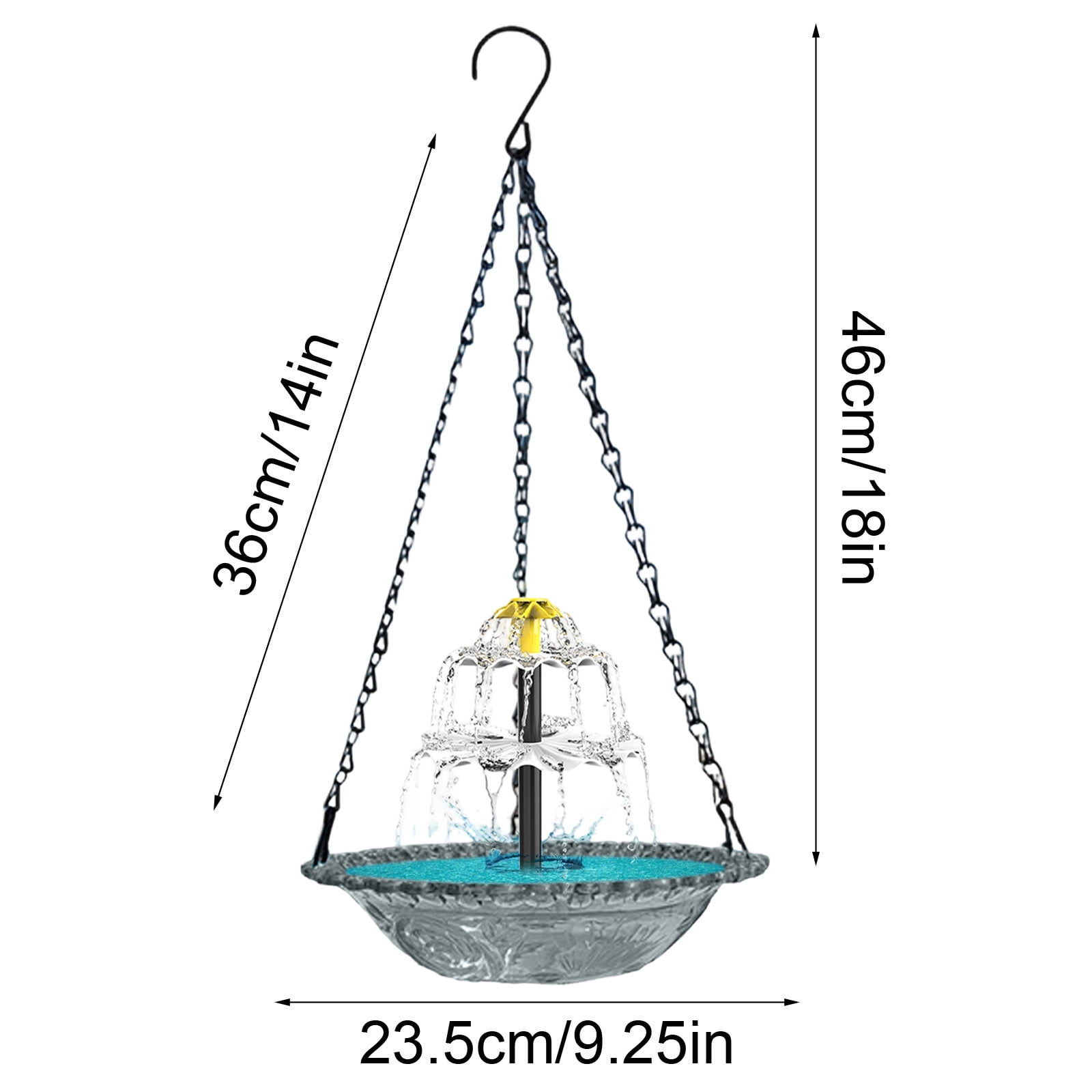 Hanging Bird Bath for Outdoors, Solar Powered Humming Bird Feeder for Wild Birds, Transparent Bird Feeder for Balcony or Garden