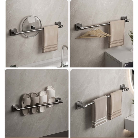 Specollect Wall Mounted Bathroom Towel Bar, 304 Stainless Steel Thicken Towel Rack Bathroom, Towel Holder Brushed Finished Wall Mount Heavy Duty Bath Hand Towel Organizer