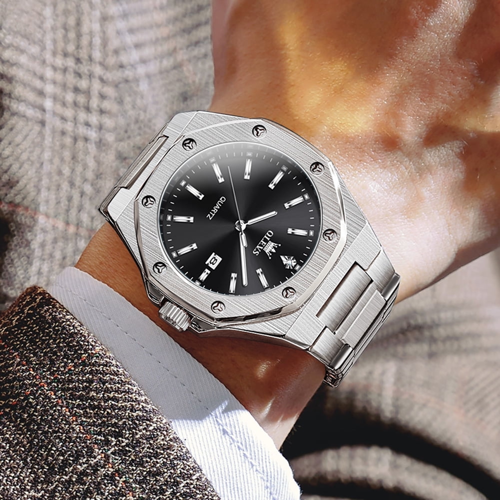 OLEVS Watch for Men Business Dress Diamond Analog Quartz Date Luxury Classic Casual Stainless Steel Waterproof Luminous Mens Wrist Watches Reloj para Hombre