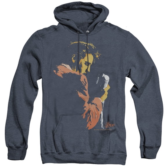 Elvis Presley Early Elvis Adult Heather Hoodie Sweatshirt Navy