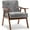 Fabric-Gray, variant on Mid-Century Modern Accent Chair, Velvet Upholstered Armchair with Solid Wood Legs for Living Room Bedroom Office