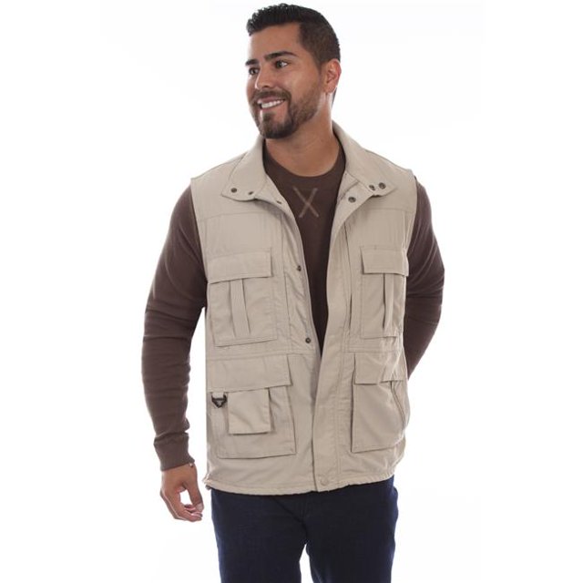 Scully 5262 STO XXL Versatile Multi-Pocket Mens Vest, Stone - 2XL