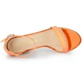 thumbnail image 4 of DARING DIVA Women's Ankle Strap Chunky Heels Glitter Vamp Open-Toe Sandals Orange 8.5, 4 of 7