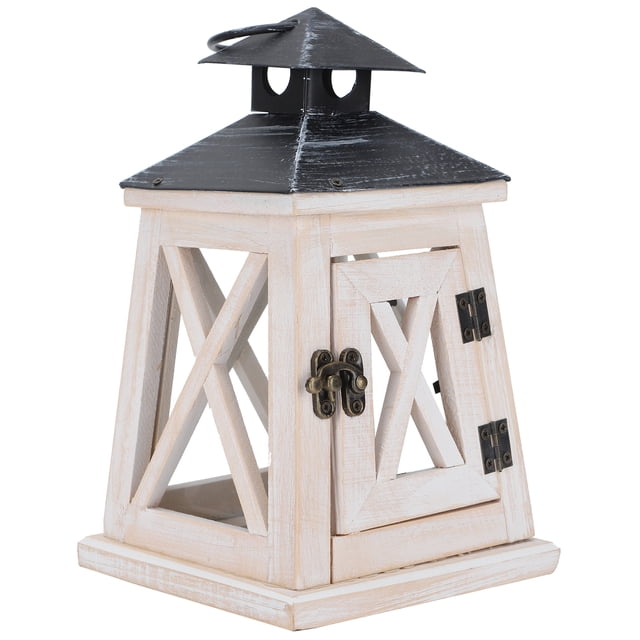 Candelabro colgante de madera vintage con forma de farol, adorno decorativo para interiores y exteriores