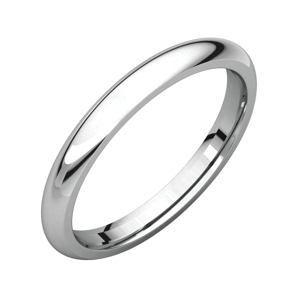18K White Gold mens and womens plain wedding bands 2.5mm comfort-fit 
