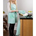 thumbnail image 4 of Contemporary Home Living Set of 2 Aqua Green and White Lattice Oven Mitt 13", 4 of 8