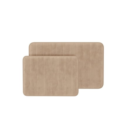 Somerset Home 2-Piece Memory Foam Striped Bath Mat Set