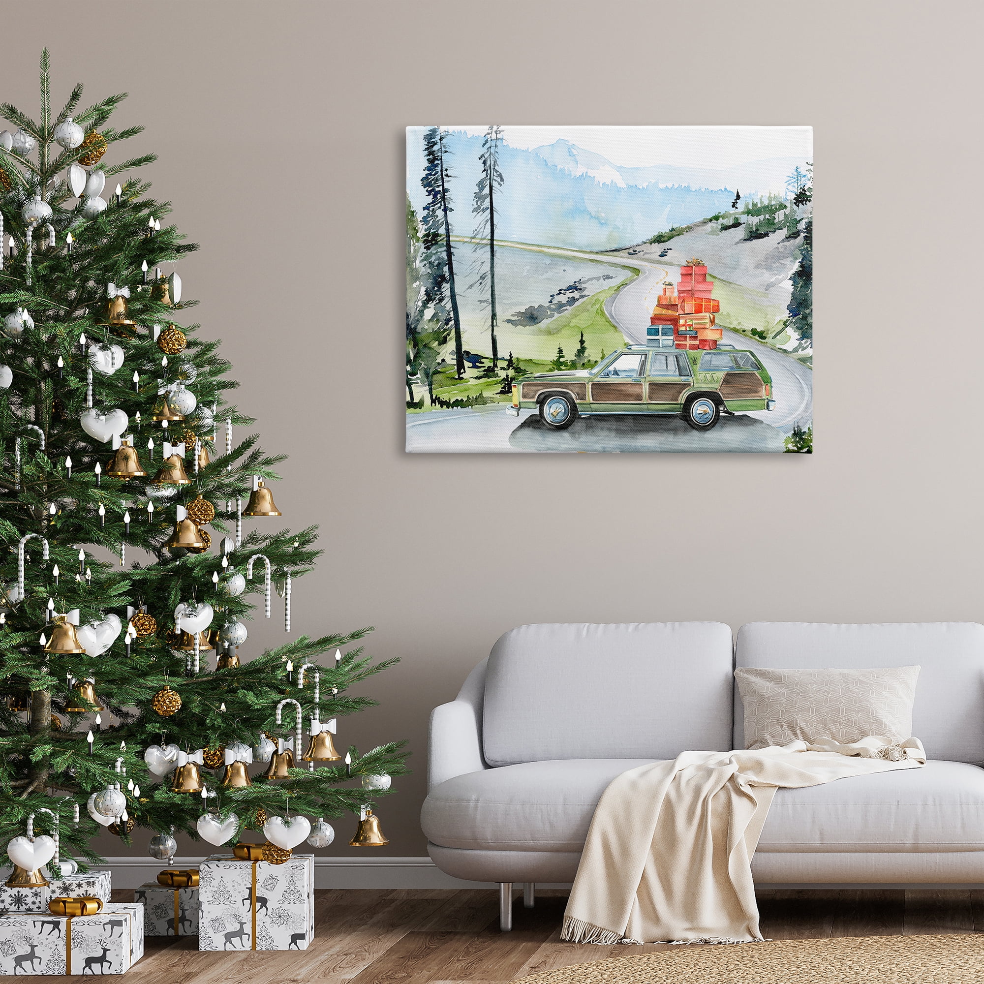 Stupell Industries Retro Station Wagon Rustic Christmas Travel Wrapped Presents, 48 x 36, Design by Jennifer Paxton Parker&nbsp;