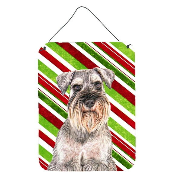 Carolines Treasures KJ1172DS1216 Candy Cane Holiday Christmas Schnauzer Wall or Door Hanging Prints 12WX16H multicolor