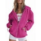 thumbnail image 1 of Sudaderas con Capucha y Cremallera para Mujer, Sudaderas Extragrandes, Conjuntos de Moda Escolar para Otoño, Chaquetas Informales, Ropa de Invierno Rosa Brillante XXL, 1 of 9