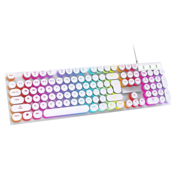 Full Size USB Keyboard with RGB Backlit Floating Keycaps for Gaming
