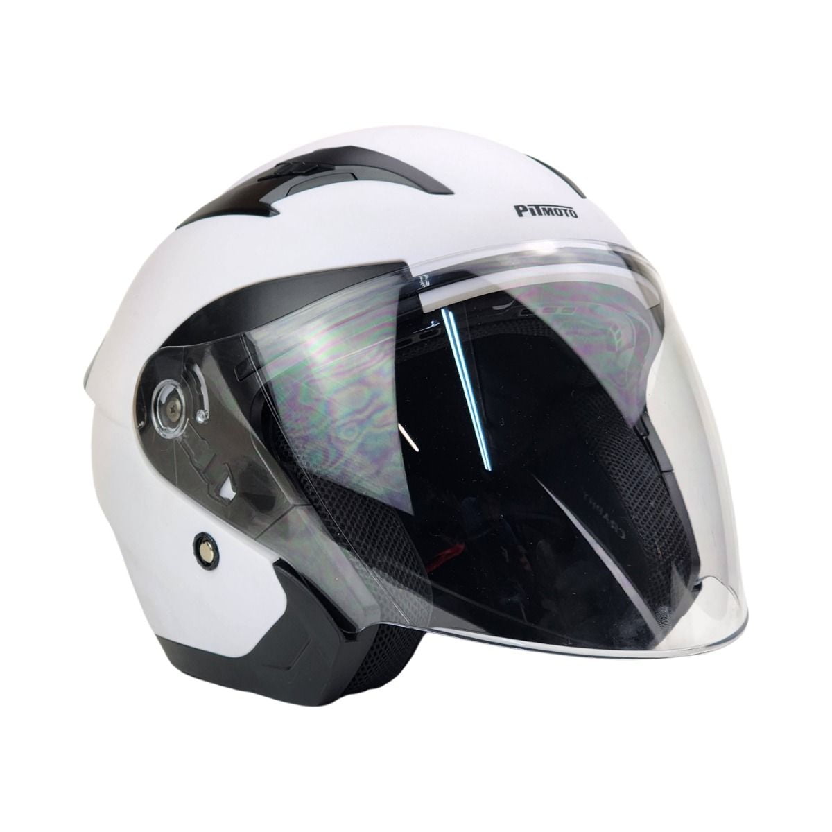 PITMOTO Open-Face Motorcycle Helmet. DOT, Model PM-768. -Matte White-Medium
