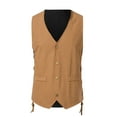thumbnail image 2 of Vest For Men Qiggri Men Solid Fashion Retro Have Pockets Breasted Vest Tops Blouse Suit Vest For Men, 2 of 9