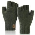 thumbnail image 1 of Guantes de medio dedo para hombre cálidos y fríos, además de guantes de montar para escritura con pantalla táctil de lana acolchados con terciopelo para otoño e invierno., 1 of 3