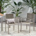 thumbnail image 2 of Christopher Knight Home Lillian Outdoor Modern Aluminum Dining Chair with Rope Seat (Set of 2) by  Silver + Taupe, 2 of 5