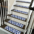 thumbnail image 1 of SussexHome Floral Design 9" X 28" Stair Treads - 70 % Cotton Anti-Slip Carpet Strips for Indoor Stairs-Easy to Install Stair Treads with Double Adhesive Tape-Safe, Extra-Grip, 10-Pack-Navy, 1 of 8