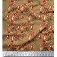 thumbnail image 1 of Soimoi Brown Silk Fabric Tree Stump & Fox Animal Print Sewing Fabric Yard 42 Inch Wide, 1 of 5