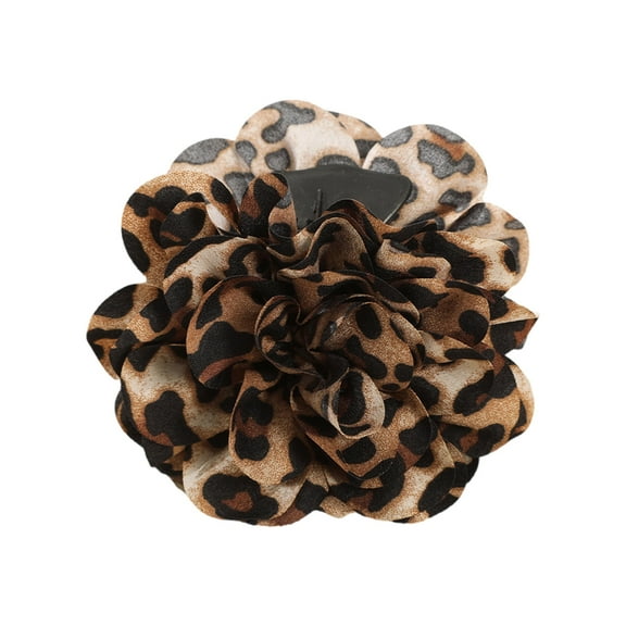 Yokua Vintage Leopard Print Camellia Hair Claw Clip Fashion Accessory for Women