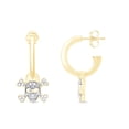 thumbnail image 2 of AFFY 1/20 Carat Round Cut Natural Diamond Accent Flower Skull Hoop Earring Charms In 14K Yellow Gold Over Sterling Silver (0.05 Cttw, I2-I3 Clarity), 2 of 2