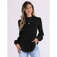 thumbnail image 4 of DARING DIVA Women's Puff Long Sleeve Casual Work Blouses XS Black, 4 of 6