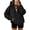 Black, variant on Zip Up Hoodies for Women Fall Winter Casual Sweatshirts Zipper Oversized Lightweight Jackets with Pockets