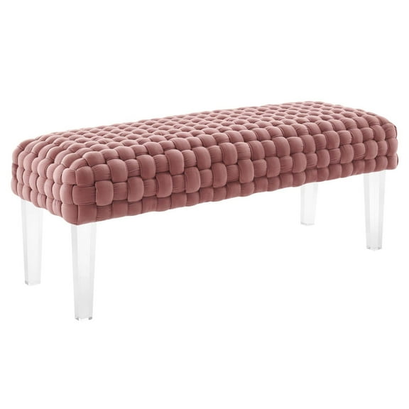 Modway Prologue Modern Woven Performance Velvet Ottoman in Dusty Rose Pink