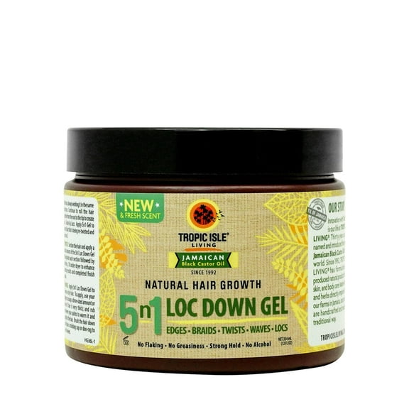 Tropic Isle Living Hair Gro 5N1 Loc Down Gel, for Edges, Braids, Locs, Twists & Waves - 12oz