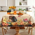 thumbnail image 5 of Thanksgiving Tablecloth 60x84 Inch Rectangle, Thanksgiving Turkey Decorations For The Home Pumpkin Table Cloth Harvest Festival, Fall Tablecloths Cover Oblong Polyester Vintage for Picnic, 5 of 7