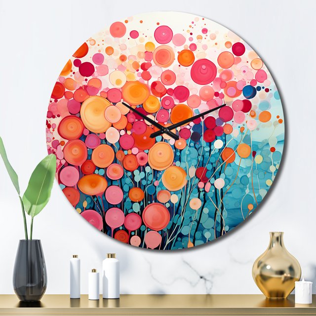 Designart "Oasis of Coral II" Abstract Landscape Oversized Wall Clock