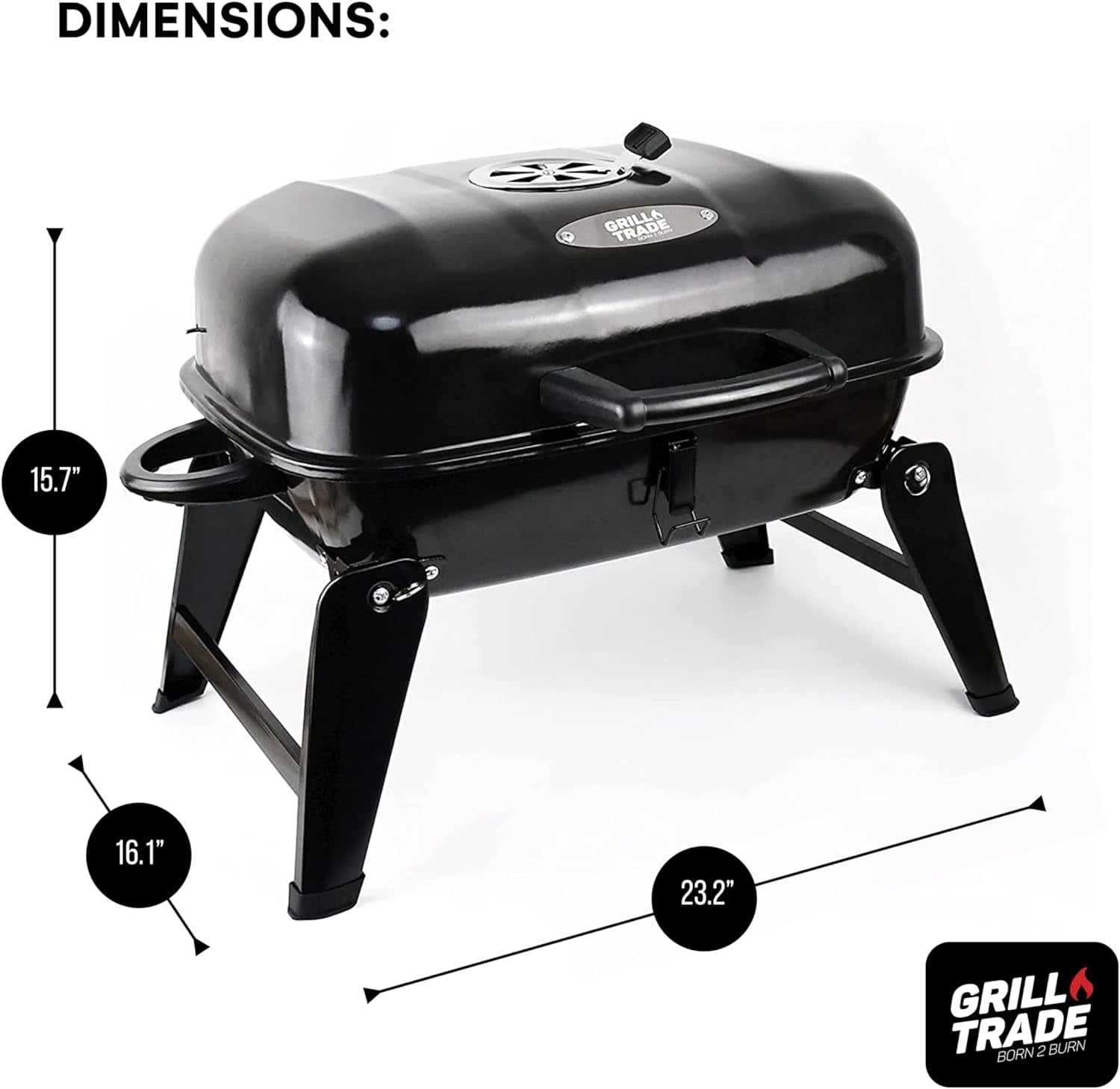 Grill Trade Mini Charcoal Grill - Portable Tabletop BBQ for Outdoor Cooking, Camping & Picnics - Compact & Foldable for Easy Storage
