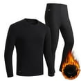thumbnail image 2 of Afuyipoi Men's Solid Color Thermal Underwear Set, Large Size Heated Base Layer 3-Level Adjustable Warmth Washable & Rechargeable Design Polyester Fabric Black L, 2 of 9