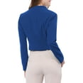 thumbnail image 4 of Women's Work Office Blazer Collarless Business Casual Suit Jacket Cropped Blazer M Blue, 4 of 9