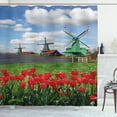 thumbnail image 1 of Ambesonne Windmill Shower Curtain, Red Color Tulips Field, 69"Wx75"L, Multicolor, 1 of 3