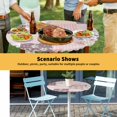thumbnail image 6 of Elastic Fitted Round Tablecloth, Boho Spring Floral Waterproof Stretch Table Cover for 55"-60" Tables, Vintage Flowers Patchwork Plaid Pink Washable Outdoor Tablecloths for Patio, Picnic, Camping, 6 of 9