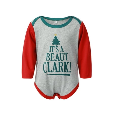 

Seyurigaoka Christmas Family Pajamas Set Letter Print Tops+Trousers/Romper