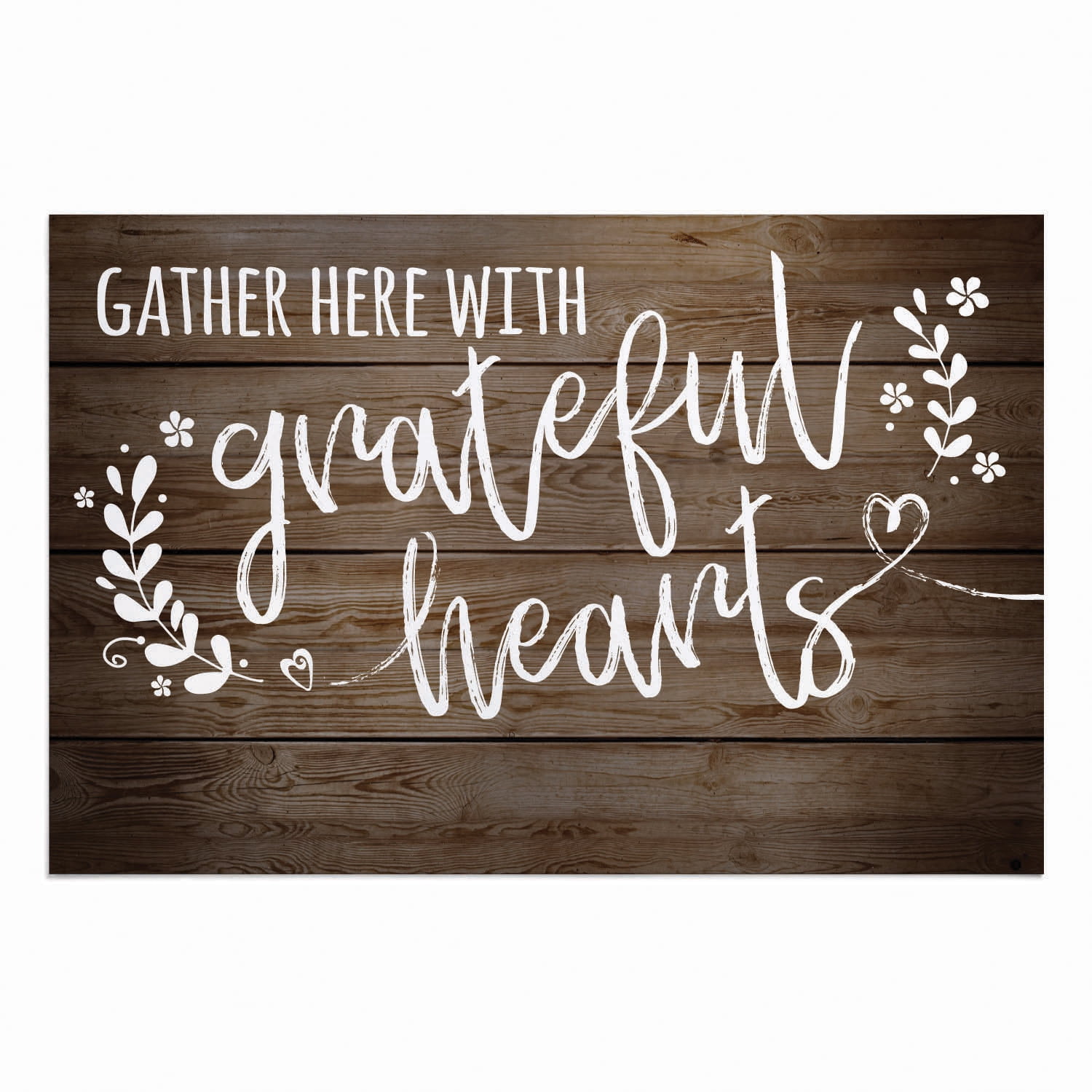 Personalized Planet 27x18 Gather Here With Grateful Hearts Doormat with Custom Family Name Printed on Brown Rectangular 1/4” Thick Non Slip Mat for Kitchen Hallway Deck or Porch