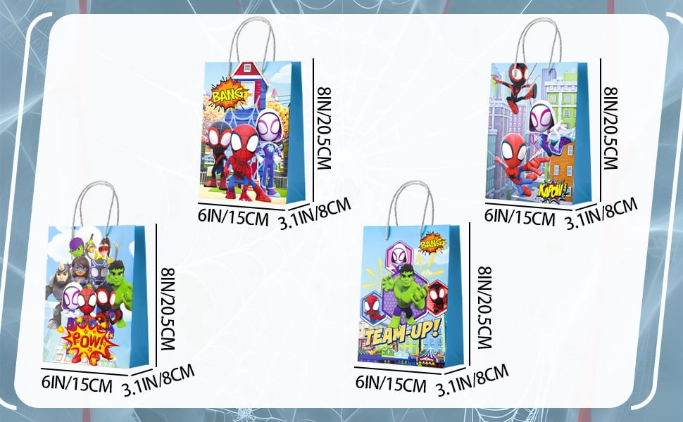 Spiderman and Friends Party Favor Bags - 16pcs Spiderman Themed Gift Bags, Celebrations Perfect for Kids, Goodie Bags