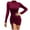 Red, variant on IROINNID Semi Formal Dress for Women Long Sleeve Bodycon Dress Solid Color Drawstring Waist Wrap Hip Round Neck Dress,Burgundy