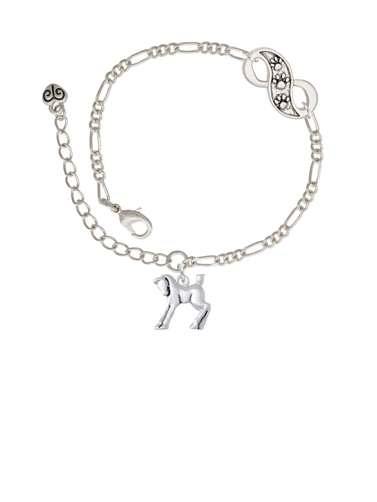 Delight Jewelry Silvertone Equestrian Horse Silver-tone Paw Infinity Link Chain Bracelet, 6"+2" Extender