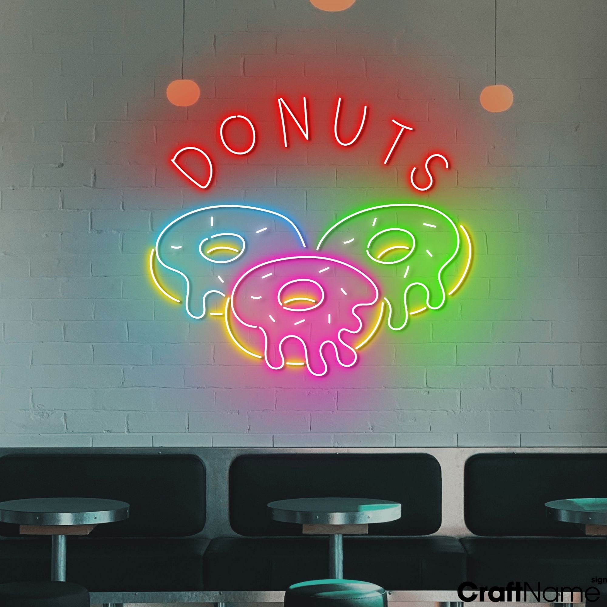 Craftnamesign Donuts Neon Light, Open Sign Wall Art, Donut Store Sign Decor