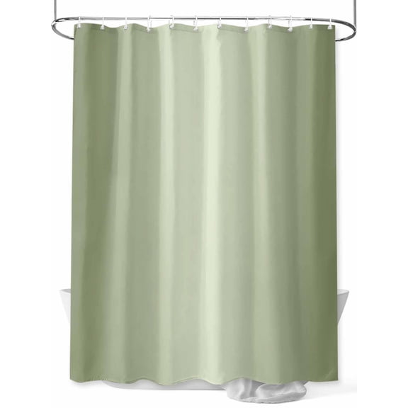 Shower Curtain Sage Green Bathroom Curtains with Hooks, Waterproof Fabric Ombre Green Bath Shower Curtains Set for Bathroom Bathtubs Decor 36x72 Inch